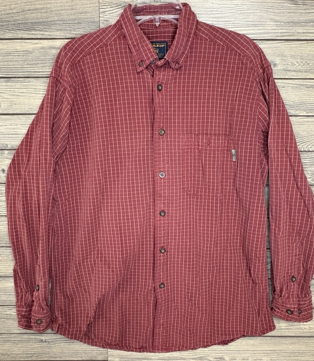 Vintage Woolrich Flannel Shirt Mens XLarge Red Window Pane Check 100% Cotton